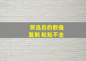 筛选后的数值复制 粘贴不全